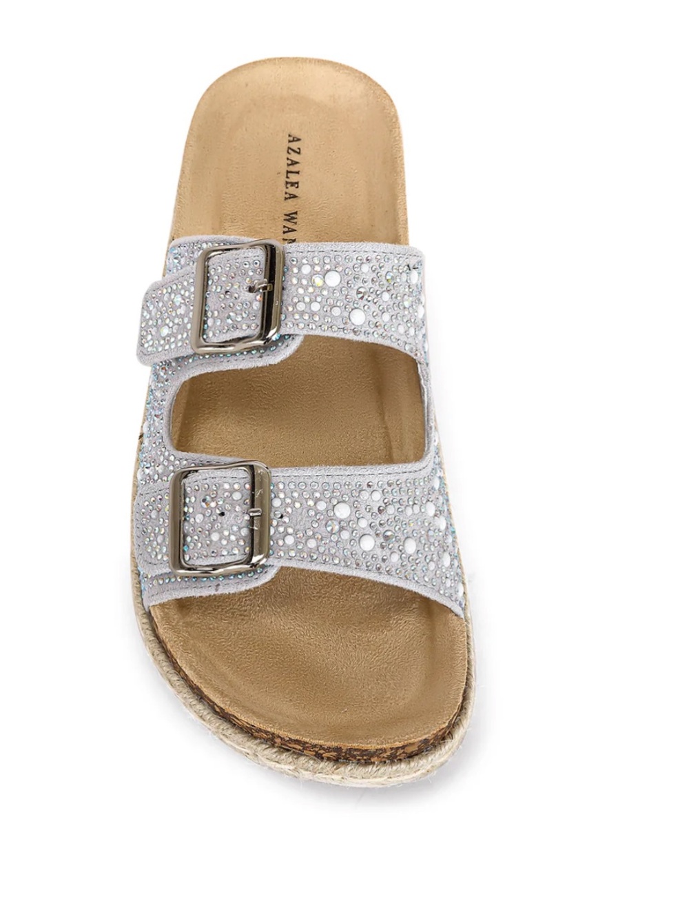 Azalea Wang Silver Embellished Double-Buckle Slide Sandal